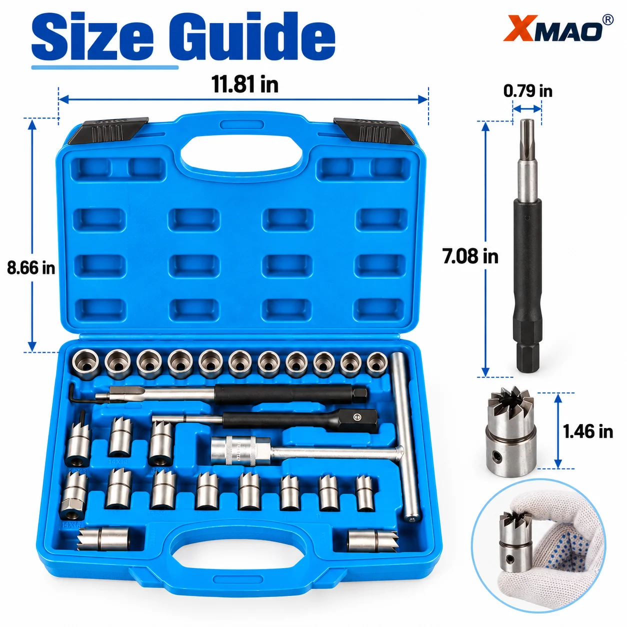 5/11/17Pcs Diesel Injector Seat Cutter Set Carbon Steel Reamer Tool Kit with Multiple Cutters for Injector Seat Repair