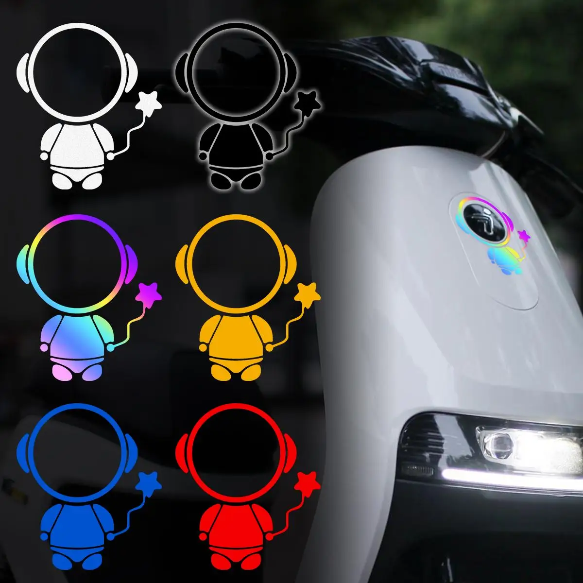 

Reflective Vinyl Sticker Funny Astronaut Decor Moto Body Helmets Cartoon Patch Stickers Motorcycle Accessories Waterproof Decal