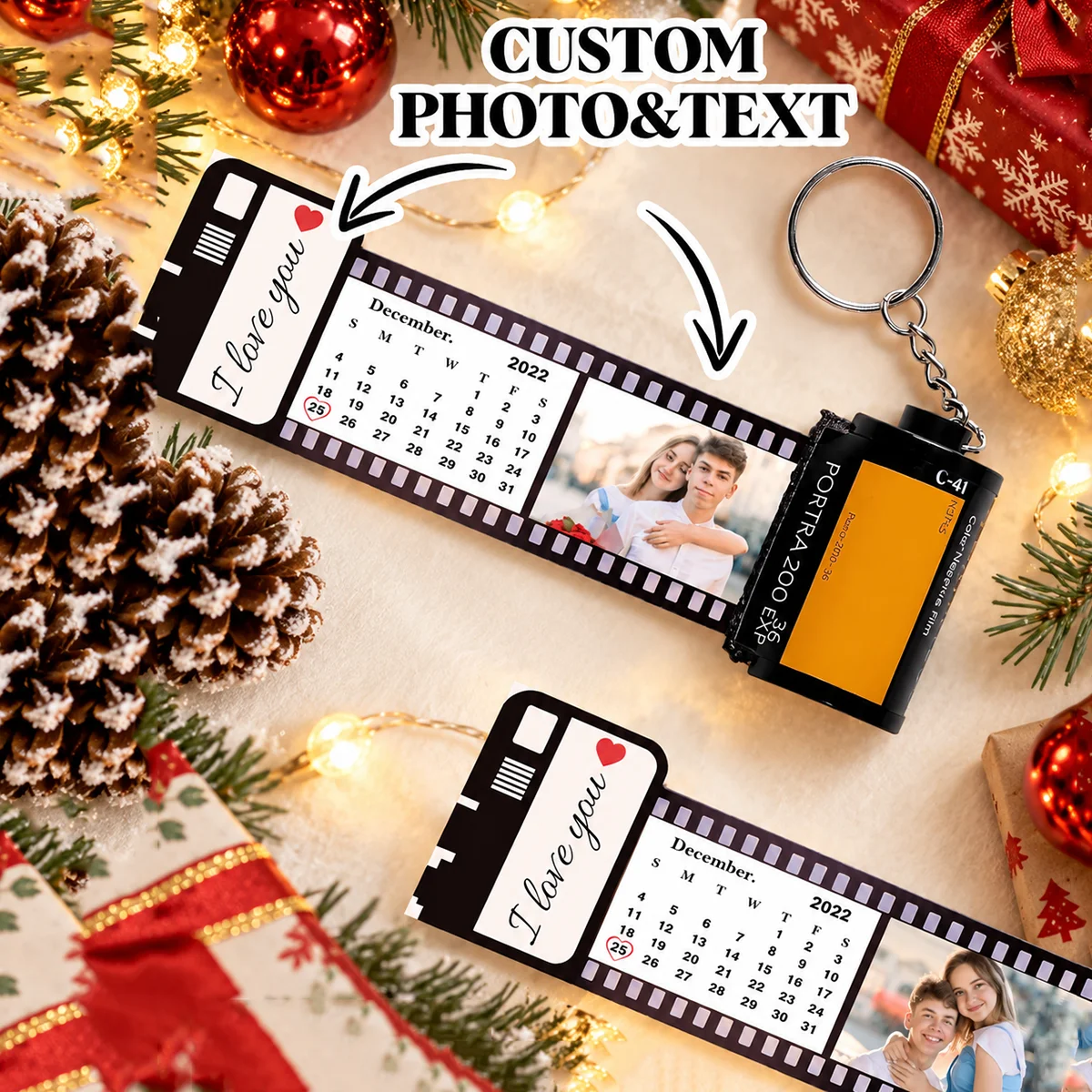 1pc Custom Film Keychain For Couples With Photo And Text Personalized Photo Keychain Film Roll Keychain Custom Camera Film Keych