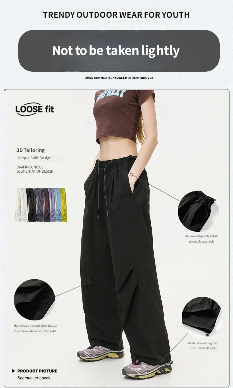 CHRLCK Women's Quick Drying Hiking Pants Spring Summer Fashion Cargo Pants Loose Fishing Camping Cycling Trekking Trousers