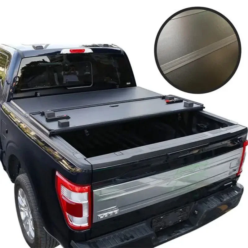 Tri-Fold 5.5ft Aluminum Waterproof Roll-Up Tonneau Cover for  F150 Pickup Truck Retractable Electric Folding Truck