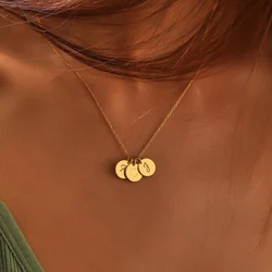 Custom Engraved Name Disk Necklace Mom Grandma Necklace Children's Name Personalized Family Initial Letter Disc Necklace