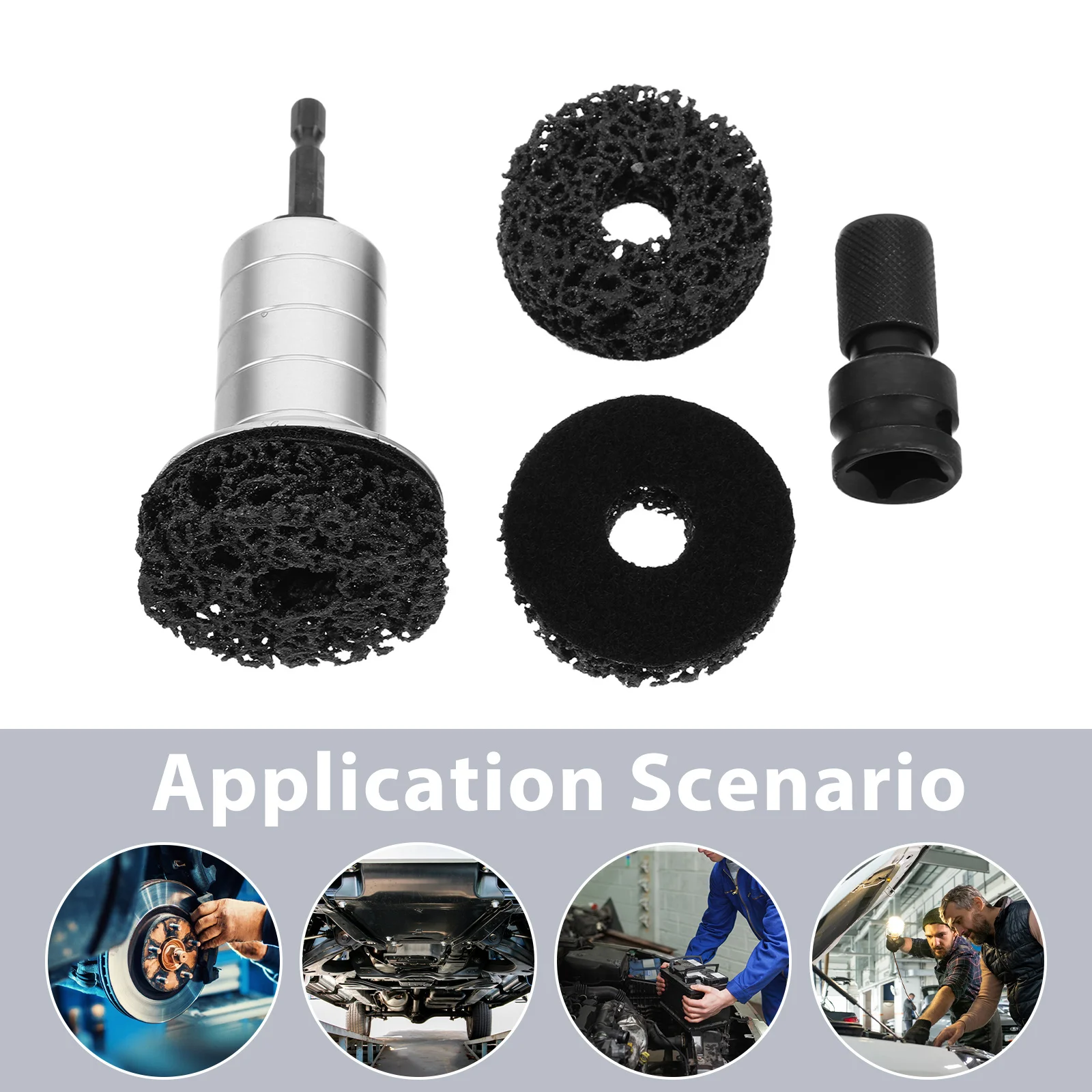 1 مجموعة محور عجلات تنظيف عدة الفرامل محور ألواح التلميع الصدأ أداة إزالة الصواميل مجموعة إطارات السيارات رأس مطحنة إصلاح السيارة #6