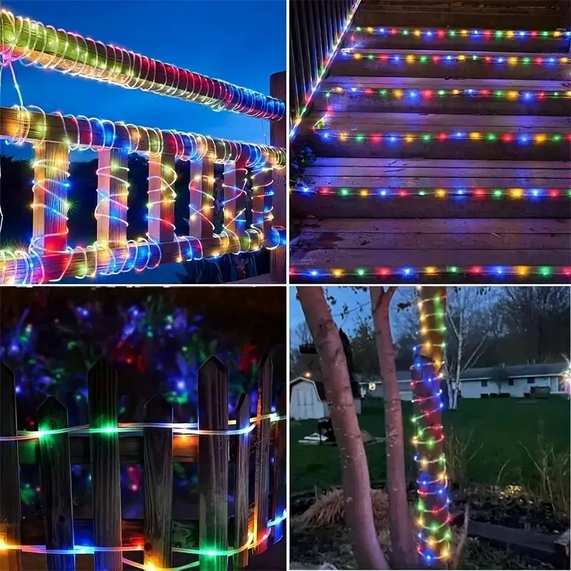 Solar Rope Light Outdoor Festival Decoration Light String with 8 Lighting Modes Perfect for Courtyard Wedding Party Decoration