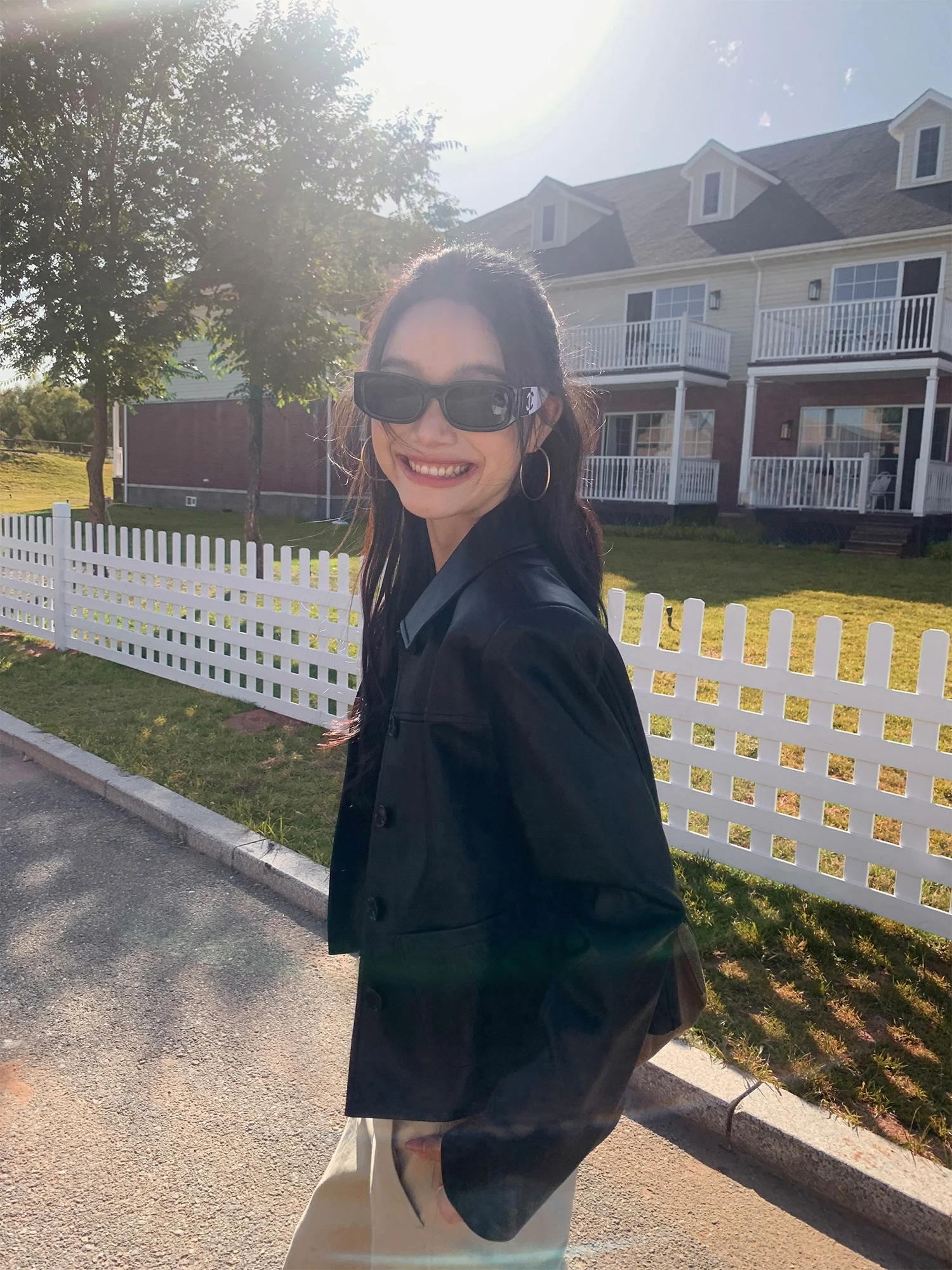 Pusumede i Color Collar Flip ort Suede Jaet Women's Silhouette Jaet Top Vintage Sle Polyester Fiber Inner