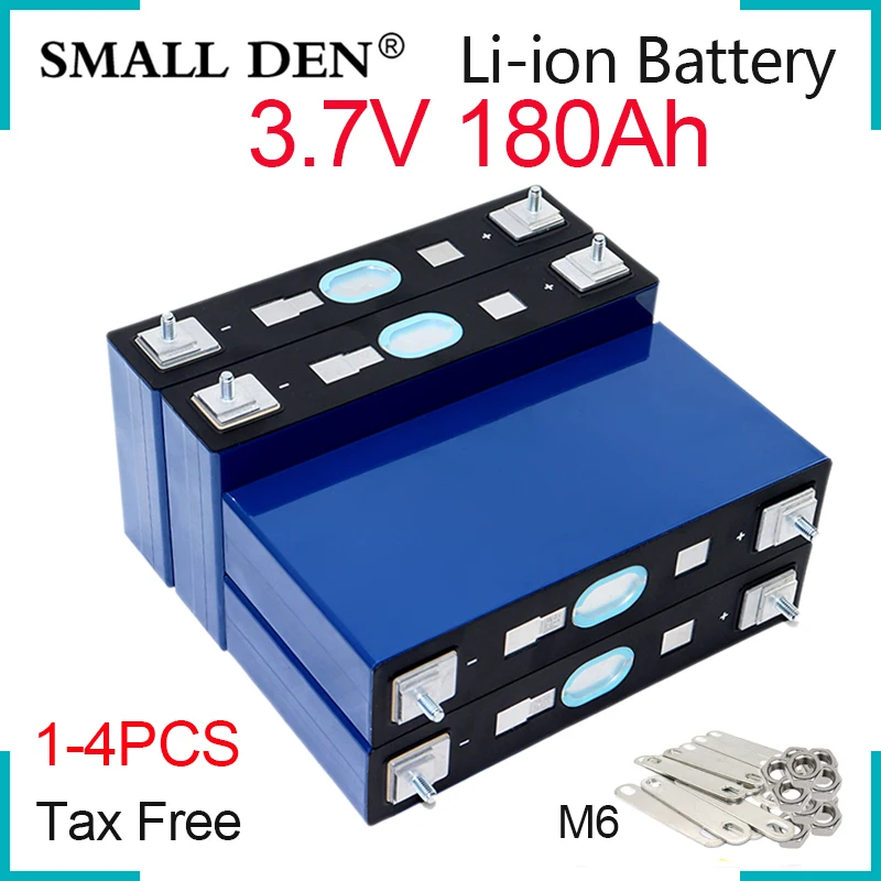 

1-4pcs New 3.7V 180Ah Lithium Battery Real Capacity Cell For 12V 24V E-Car RV Yacht Solar System etc Rechargeable Battery DIY