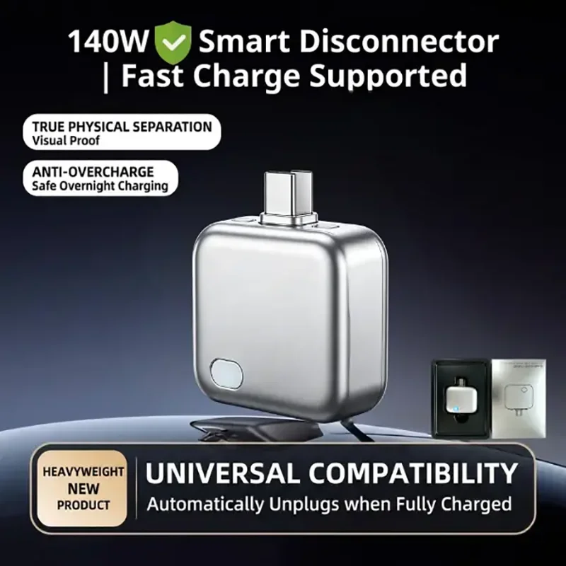 140W Auto Disconnect Charger Adapter, Full Charge Automatic Physical Separation Fast Charger, Anti Overcharge Battery Protection