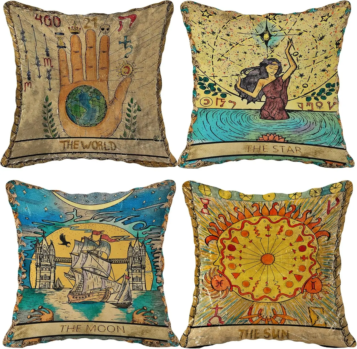 (RB) Tarot The Star Flannel Throw Pillow Case, 18 x 18 Inch Set of  Daughter Sister Astrology Tarot Lovers Gifts, Mom, Wife Gi