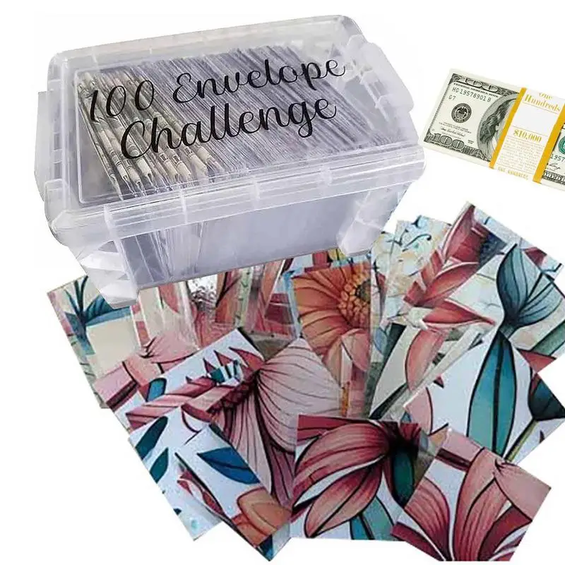 Challenge Kit met 100 enveloppen Bespaar geld Challenge 100-daagse budgetplanningshandboek met opbergdoos Mastering The Progress And