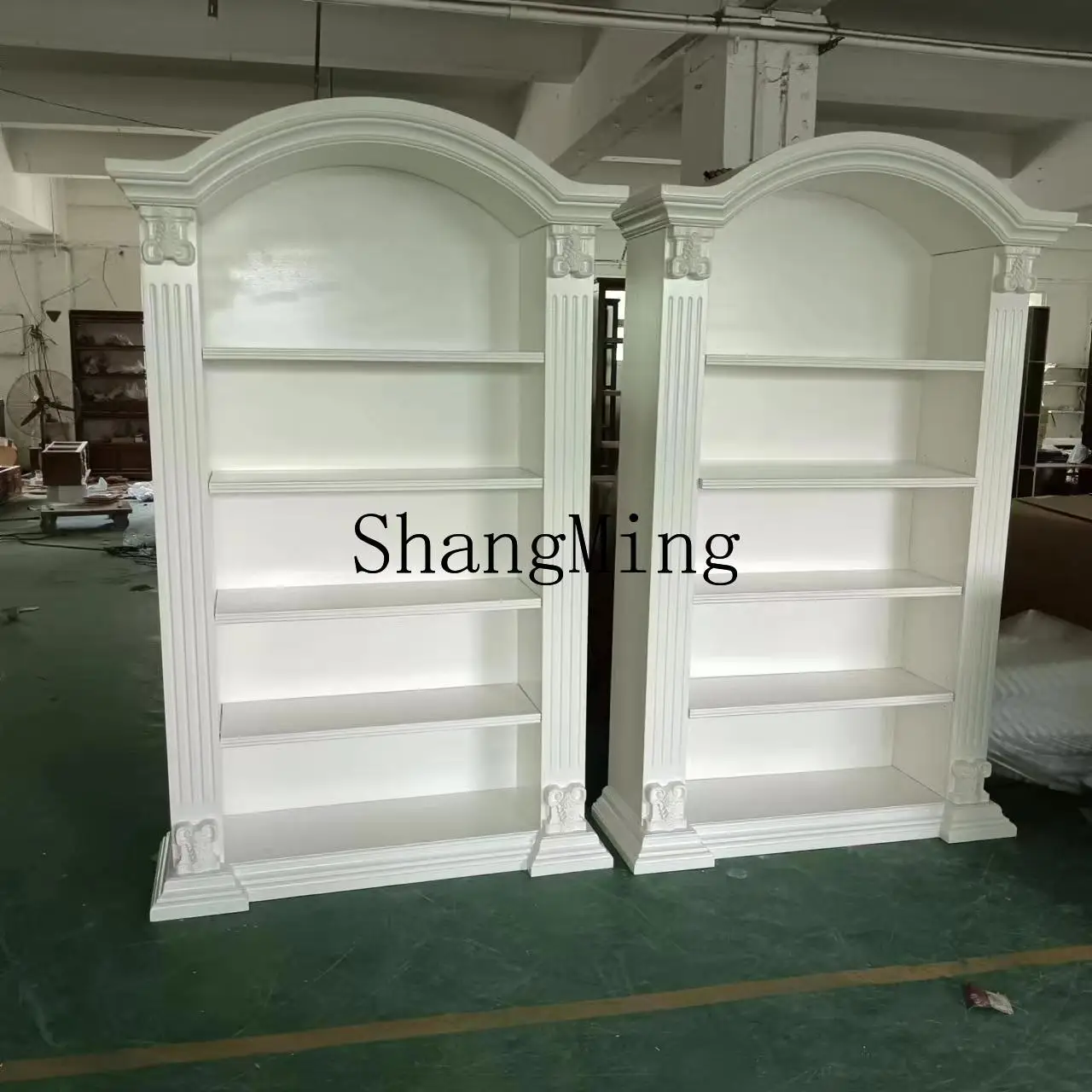 FG good-looking solid wood arched single bookshelf multi-layer shelf living room integrated whole wall floor display cabinet