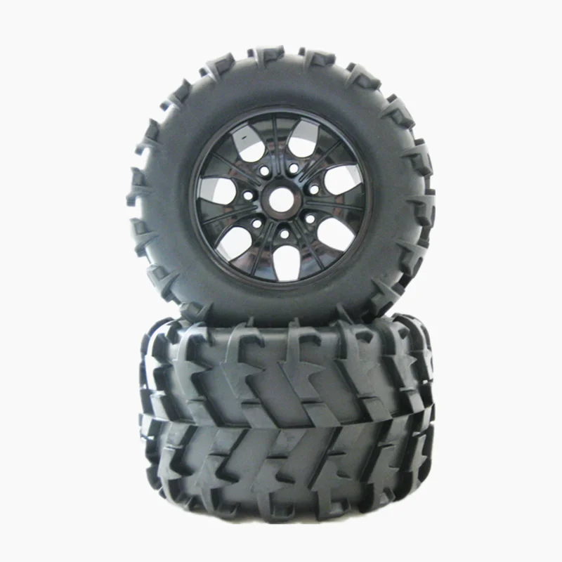 4pcs RC Rubber Sponge Tires Tyre Rim Wheel 150mm*80mm Hexagon adapter 17mmFor RC 1/8 HSP Baja Tyranno Off Road Monster Truck