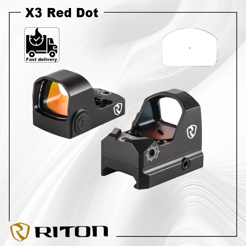 

RITON X3 Tactix MPRD/PRD Red Dot Sight Compact Adjustable 3MOA 12 Hour Auto Shut Off ,10 Levels Red Illumination Pistol Red Dot