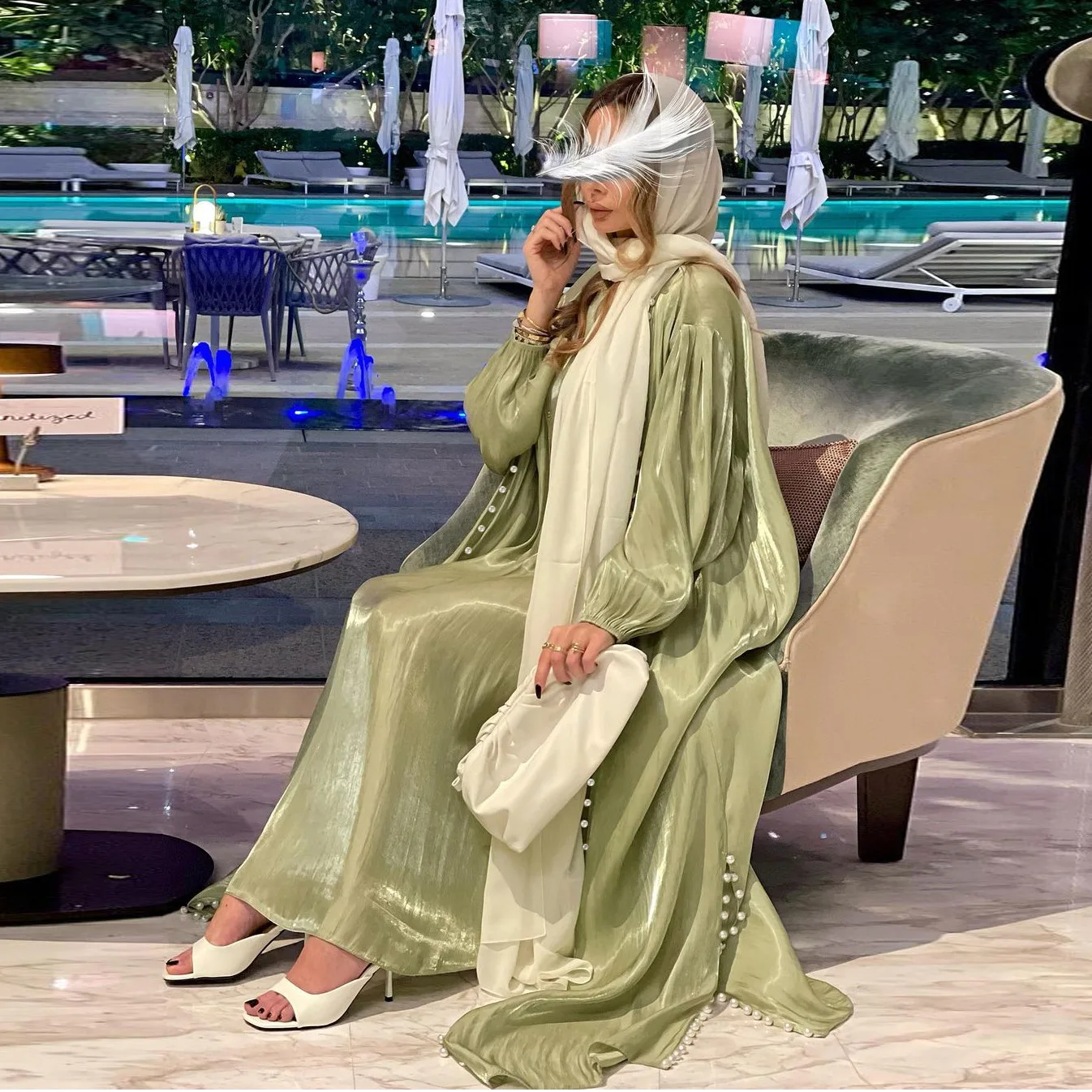 Vestido musulmán Ramadán Eid Mubarak Abaya Dubai Kaftan, ropa islámica, bata Hijab, Túnica árabe, Djellaba, mujer