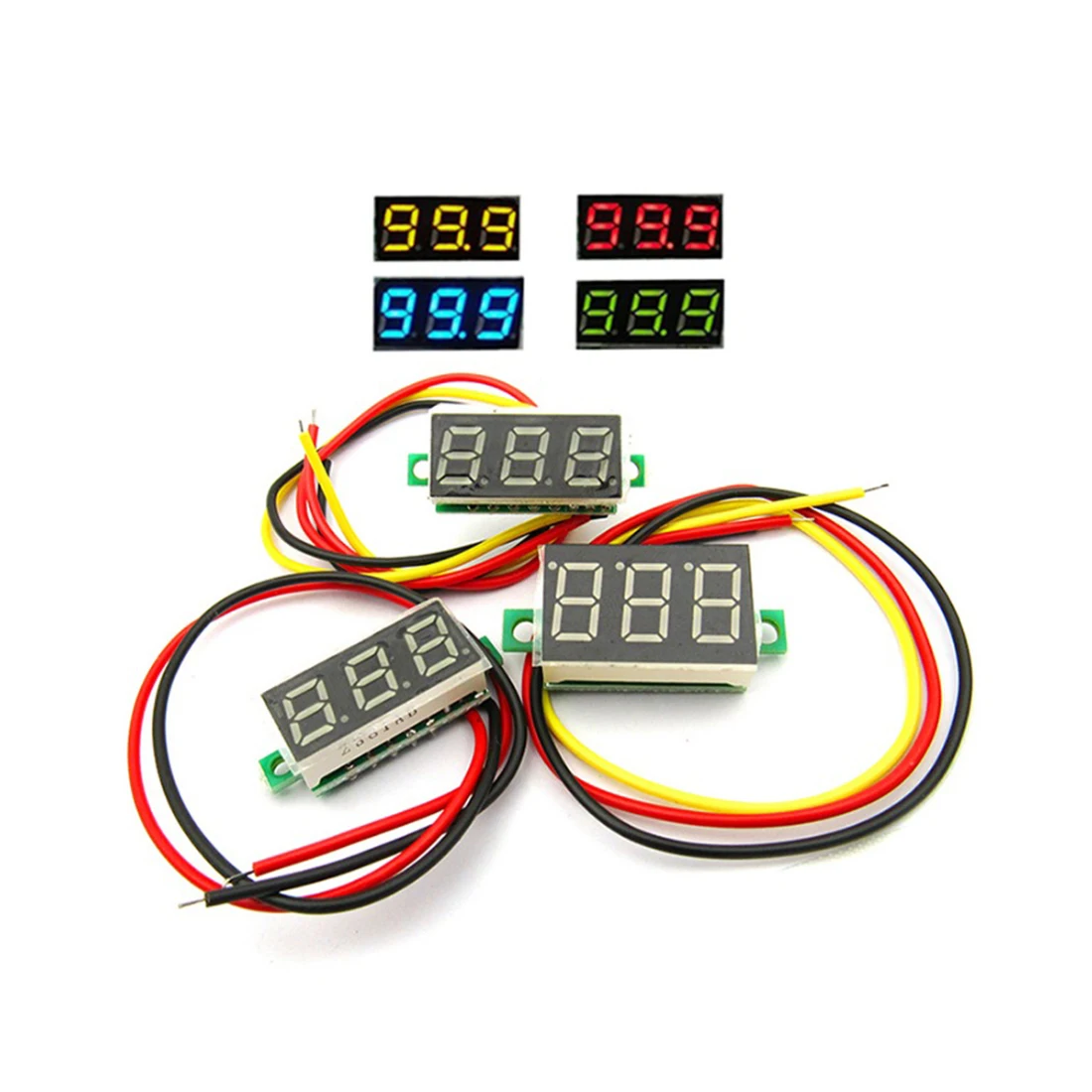 

1pc Digital Voltmeter 0.36" 3 bits 3 Wires Voltage Meters DC High Precision And Durable Red/Blue/Green