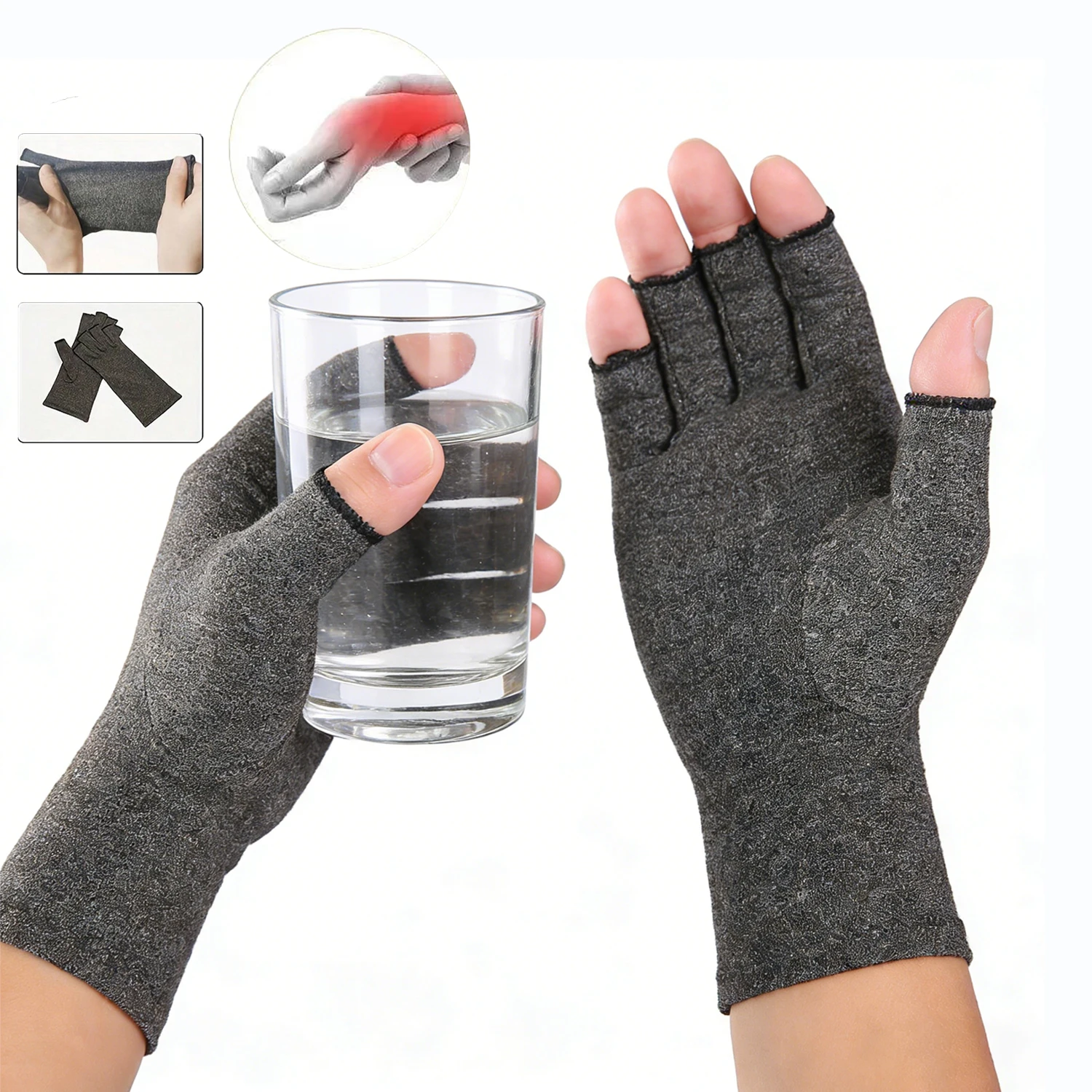 Climbing Gloves Relieve Hand Discomfort with 1pair Fingerless Compression Gloves