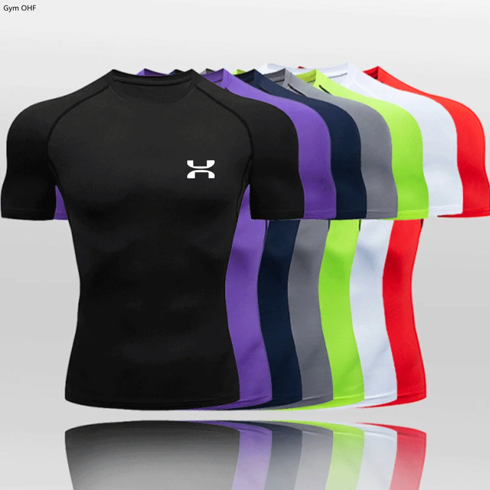 Brand Men T Shirt Quick Dry MMA Rashgard Running Shirts Men Compression Gym Tshirt Fitness Top Sport Shirt Men Exercise Jersey