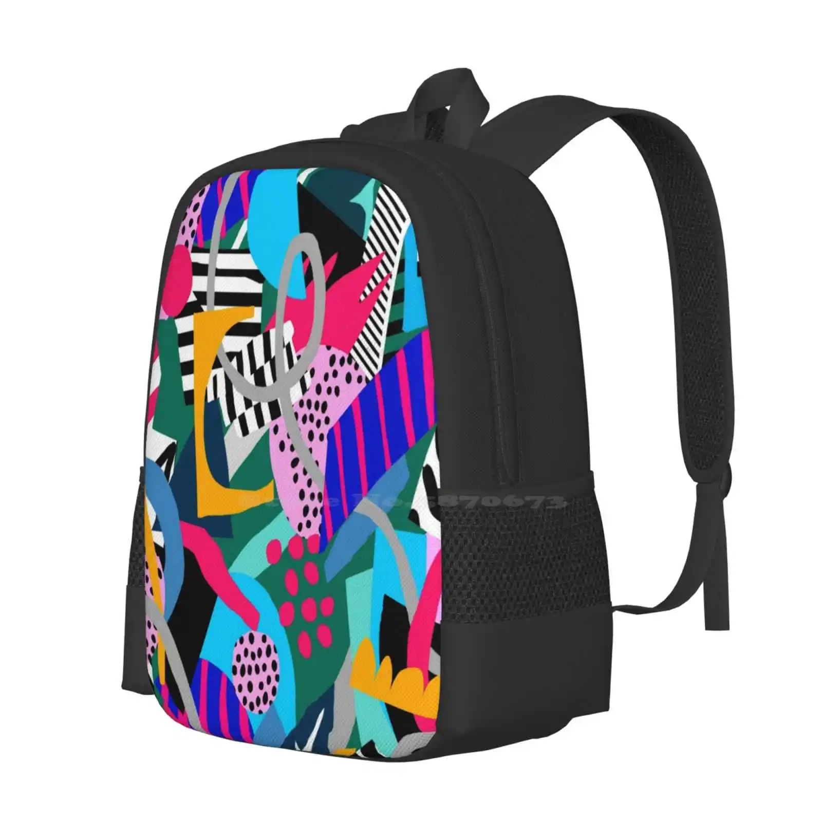 Jungle Freestyle 2 3d Print Design Backpack Student Bag Nature Vector Freehand Leaves Leaf Colors Abstract