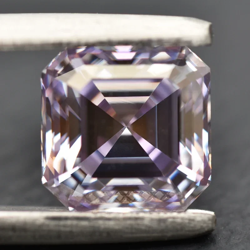 

НОВЫЙ НОВЫЙ Муассанит Камень Asscher Cut Светло-фиолетовый тестер для бриллиантов для подвесок из драгоценных камней Материалы для изготовления ювелирных изделий с сертификатом GRA
