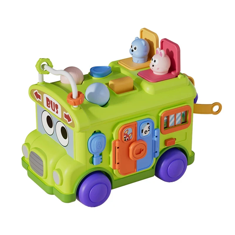 Montessori Educational Baby Busy Bus Toy Toddler Activity Fine Motor Skill Learning Travel Toys For Kids view 6