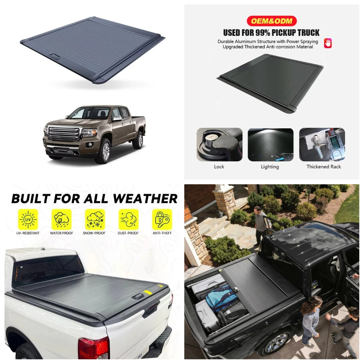 

Krono Wild Retractable Aluminum Alloy Truck Bed Cover Waterproof For Canyon/Sierra 2015-2022 5.2ft/5.5ft Pickup T