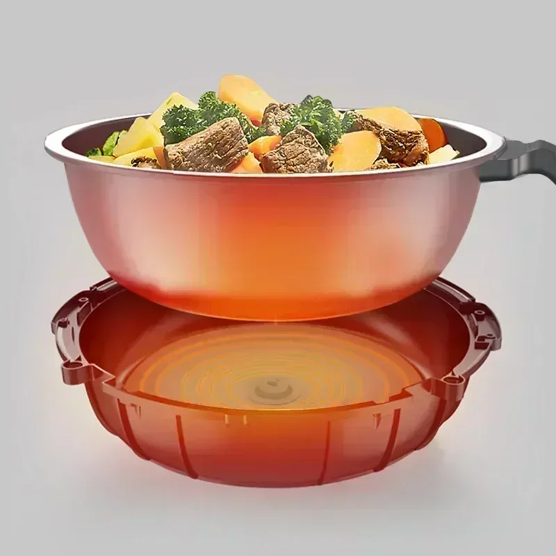 non-stick Cooking Machine Robot ，Electric Frying Pan. Smoke - free. Precise Temperature Control. Intelligent. Gray Color.