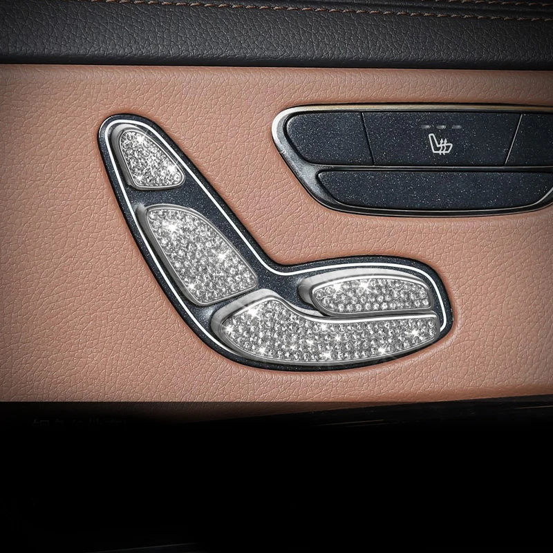 For Mercedes-Benz S Class W222 14-20 Crystal Style Car Front Seat Adjust Buttons Cover Trim