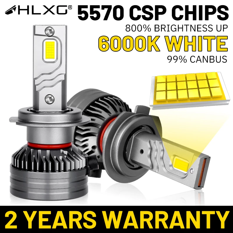 

HLXG H7 H4 LED Headlight Canbus No Error H7 H1 H11 H8 9005 9006 HB3 HB4 H9 9012 Turbo 9094 CSP Chips Fog Lights Mini 1:1 6000K