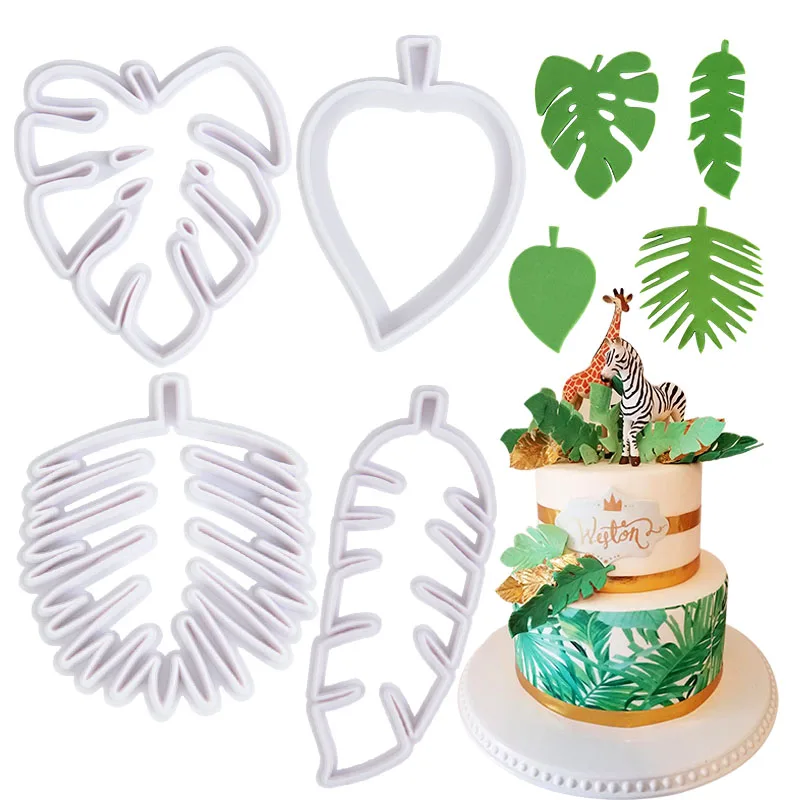 Tropical Turtle Leaf Cookies Cutters Moulds Hawaii Leaves Biscuit Fondant Mold For Jungle Birthday Summer Party Cake Decor Tools