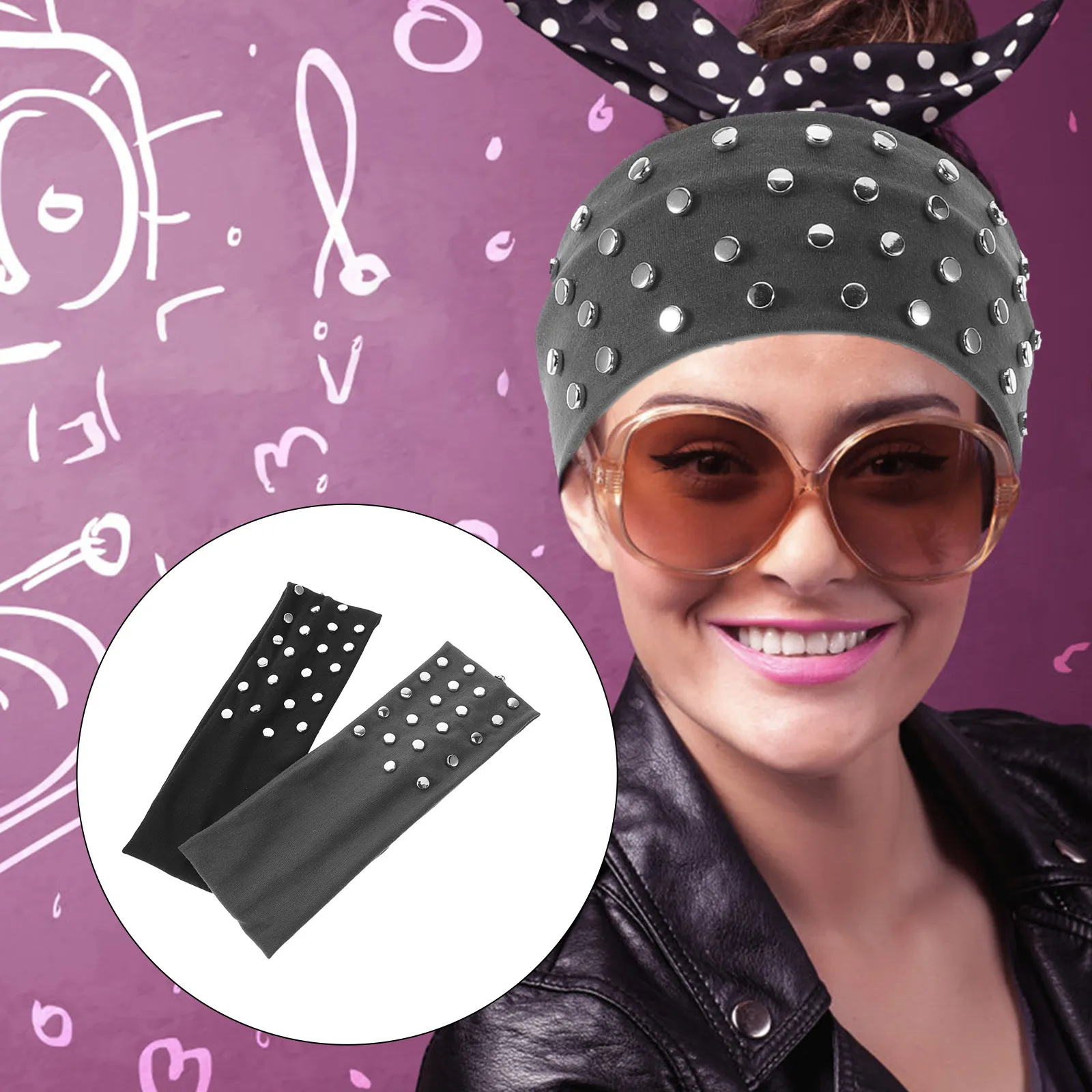 

Vintage Rocker Headband for Musicians Fans Festival Wear Heavy Metal Punk Rock Style Hair Accessory Unisex