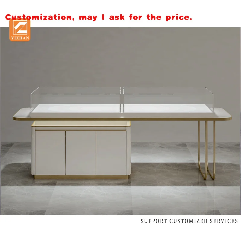 

на заказ.YIZHAN Роскошный розничный магазин, витрина для ювелирных изделий, светодиодное освещение, МДФ, закаленное стекло, металл, нержавеющая сталь, алюминиевый дизайн