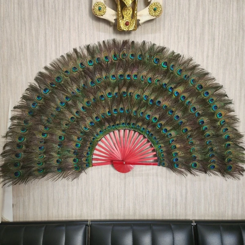 

Handmade Peacock Feather Fan Dance Decorative Fan Living Room Decorative Feather Fan