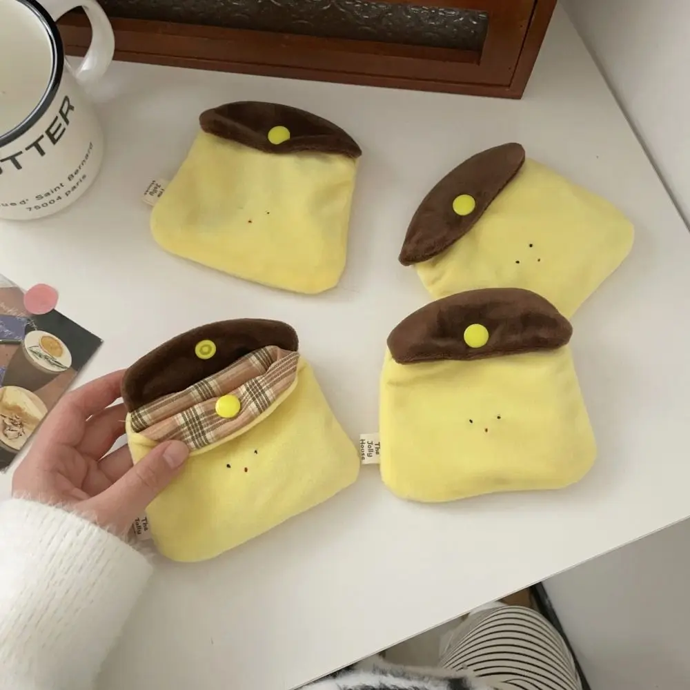 

Cute Caramel Pudding Coin Purse Mini Large Capacity Card Holder Plush Cartoon Earphone Bag