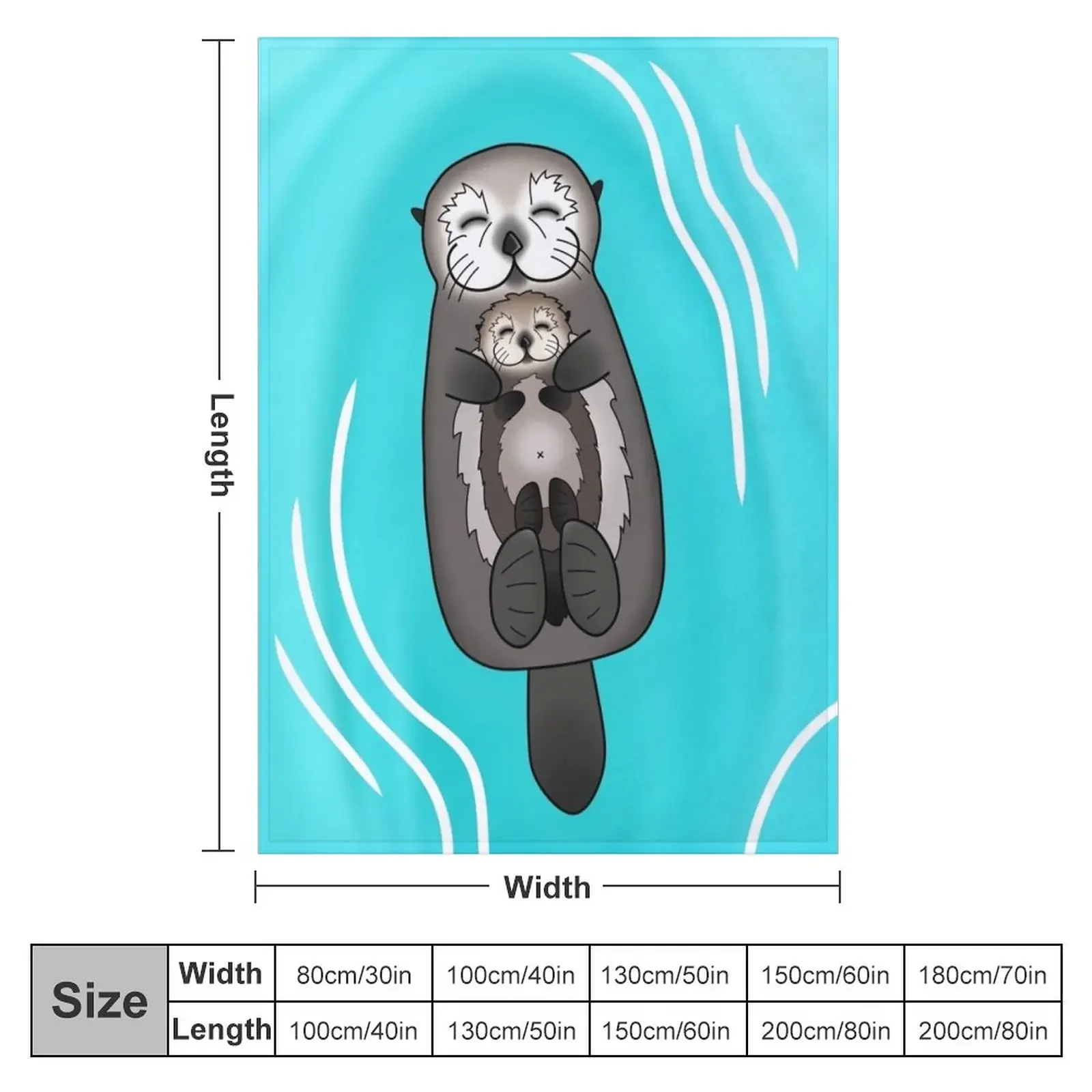 Mother and Pup Sea Otters - Mom Holding Baby Otter Throw Blanket Single Beach Multi-Purpose Blankets