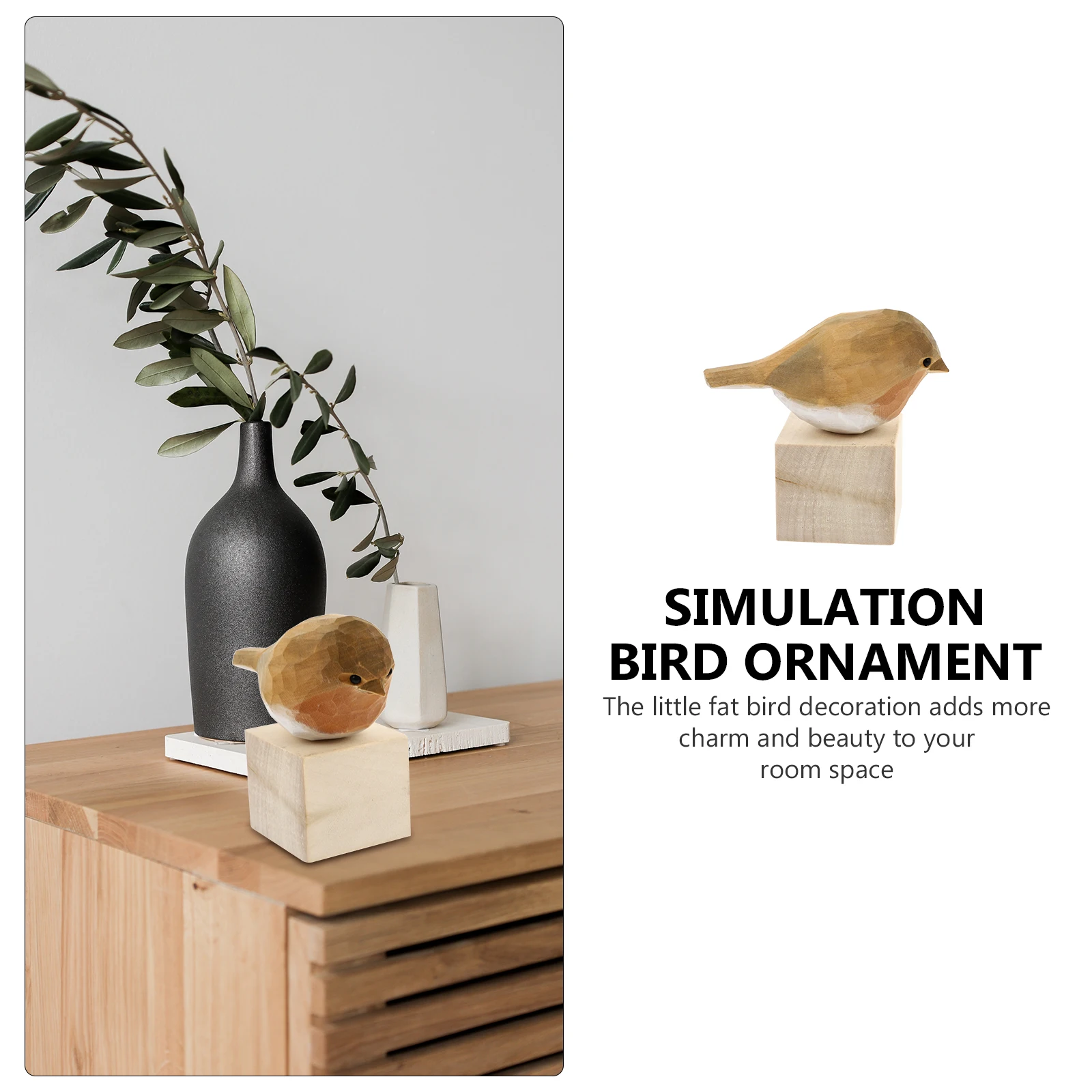 

Wooden Ornaments Simulation Bird Home Decoration Lovely Model Christmas Gift Non Fading Color Smooth Lines Household