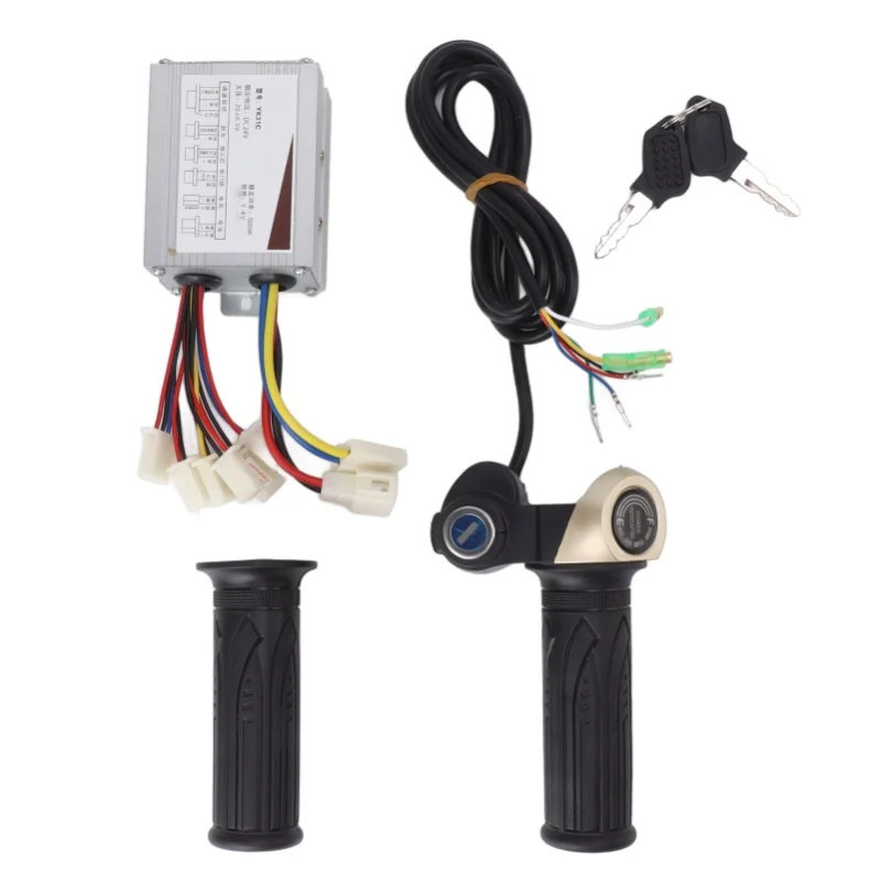 

Brushed Controller 24V 500W Bike Motor Speed Controller With 24V Lockable Throttle Twist Grip Round Power Indicator For Electric