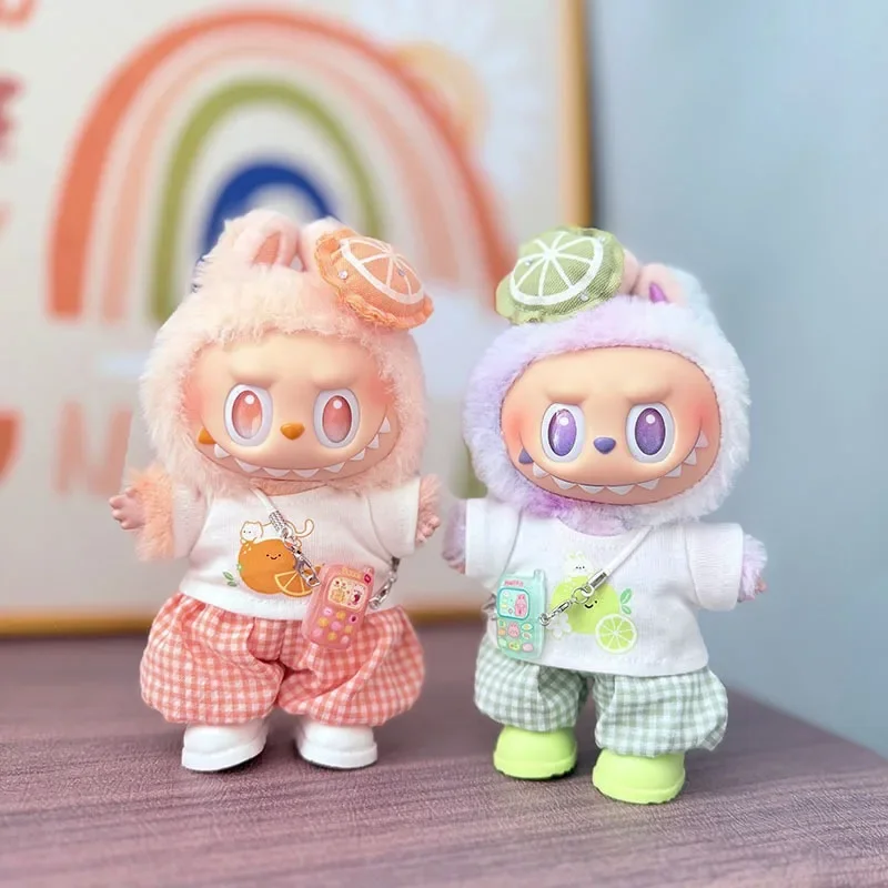 For 15/17cm 3.0 Labubu V1/v2/v3 Clothes Summer Vacation Lemon Rabbit Cute Meow for Ropa Labubu Cloth Outfit Accessories