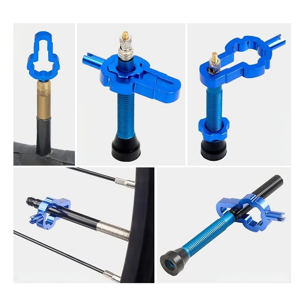 Blue Aluminum Alloy Portable Tire Valve Core Wrench Tool For French And British Valve Stems Removal Bike Car Motorcycle Repair