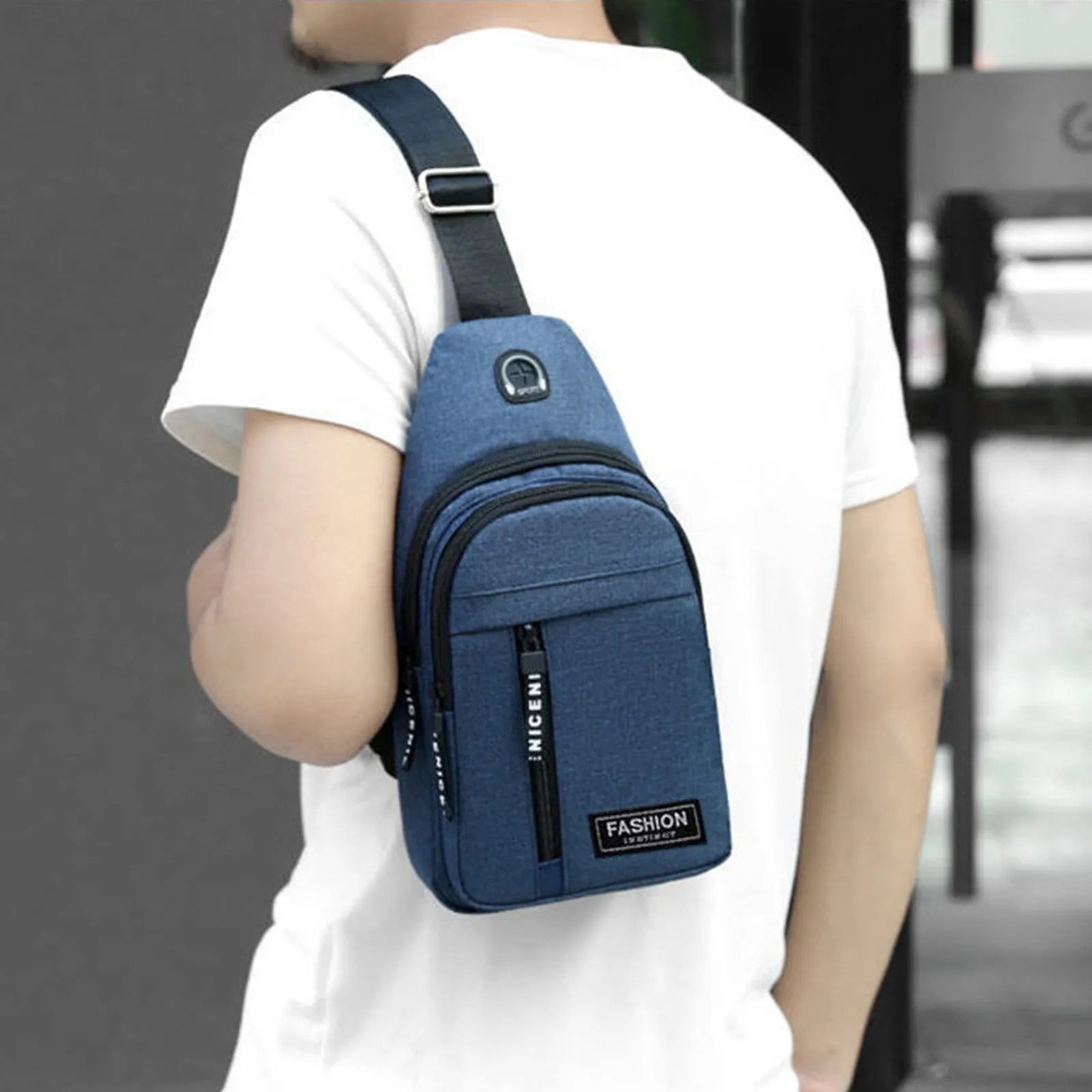 Casual Shoulder Bag Multipurpose Strap Bag Men Women Fashion Crossbody Backpack With Headphone Hole Outdoor Hiking Backpack