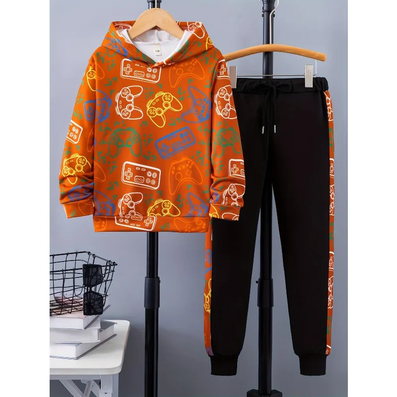 2025 геймпад с 3D-принтом, комплект из 2 предметов, толстовка, спортивные штаны, весенне-осенняя повседневная и уличная одежда