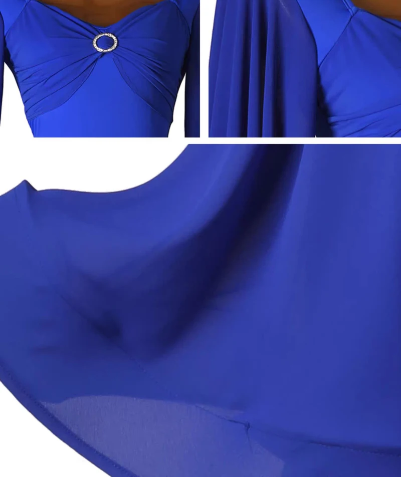 Professionelle Ballsaal Tanzen Tragen Frauen Blau Standard Bühne Leistung Kostüm Erwachsene Walzer Tango Ballsaal Wettbewerb Kleider