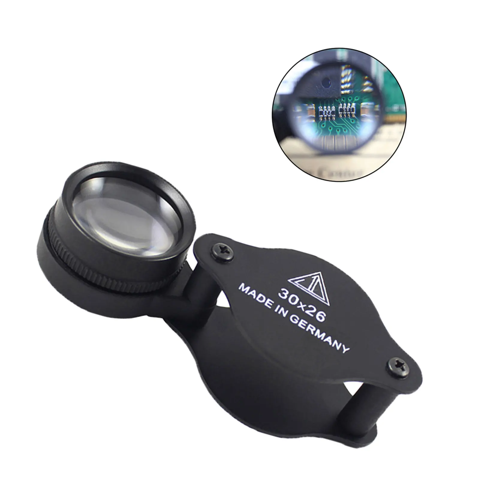 30X Magnifier Jeweler Optics Glass Microscope Handheld Practical Pocket Magnifier for Coins Stamps Jewelry Loupe