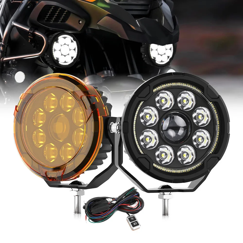 Acessórios de sistema de iluminação para motocicletas modernos, luz auxiliar LED combinada, mini farol de condução.