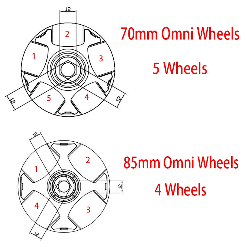 70/85mm Omni Wheels Toy Electric Motor Wheel Horizontal Wheels Omnidirectional Wheel Robot Omni Wheels With DC Motor Coupling