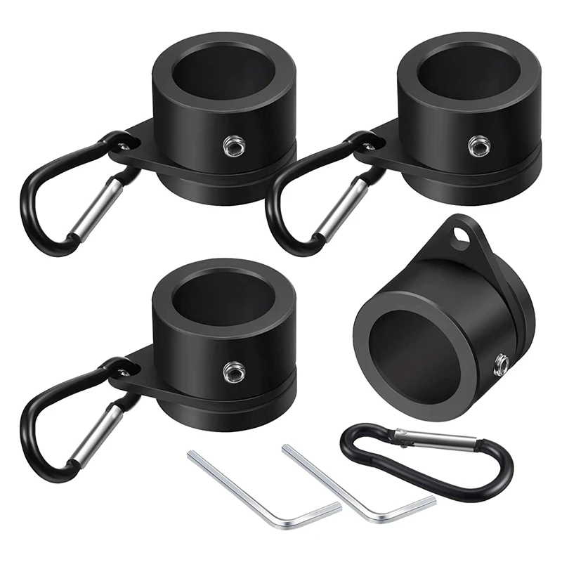 4 Pcs Flag Pole Rings Aluminum Alloy Mounting Rings 360 Degree Rotating Flagpole Anti Wrap Flag Pole (1 Inch Black)