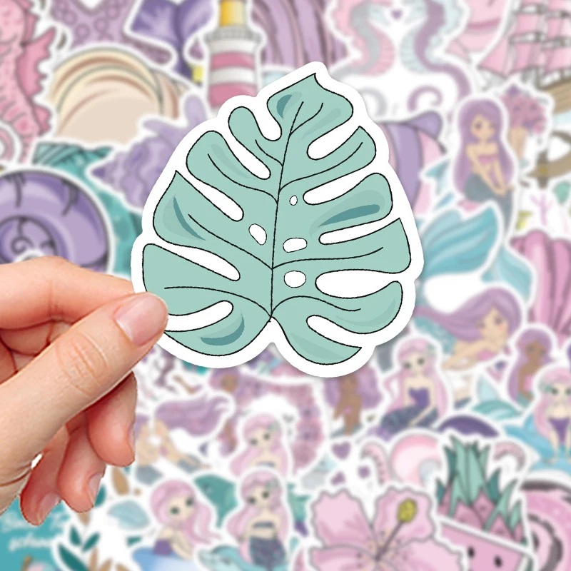 50PCS Aesthetic Little Mermaid Stickers Cute Cartoon Ocean Animal Decals for Phone Case Laptop Scrapbook Craft Supplies Kid Gift