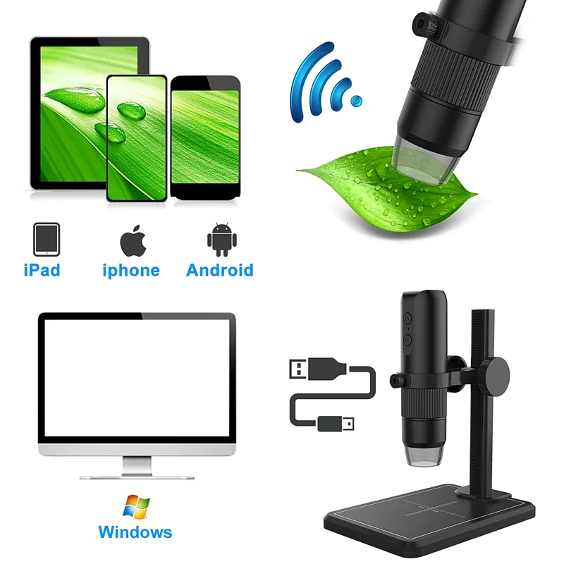 Wireless Digital Microscope1600X Professional USB With 8 LED WiFi Electronics Camera Magnifier For Phone Soldering Repair Tool