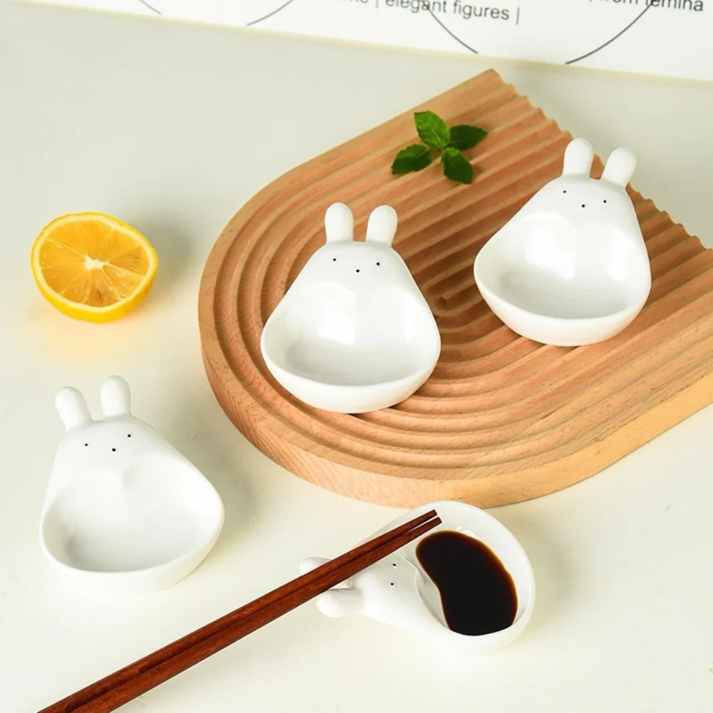 Keramik-Sauce-Teller mit Griff, niedliches Kaninchen, Gewürzgerichte, kleine Sushi-Tauchschale, Küche, Sojasig, Schlangen-Sauce-Teller