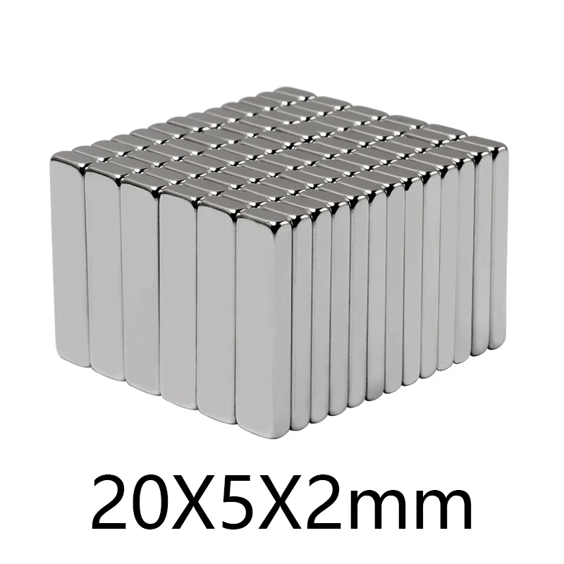 20x5x2mm piccoli magneti quadrati neodimio magnetico 20*5*2mm forte magnete rettangolare per terre rare NdFeB permanente