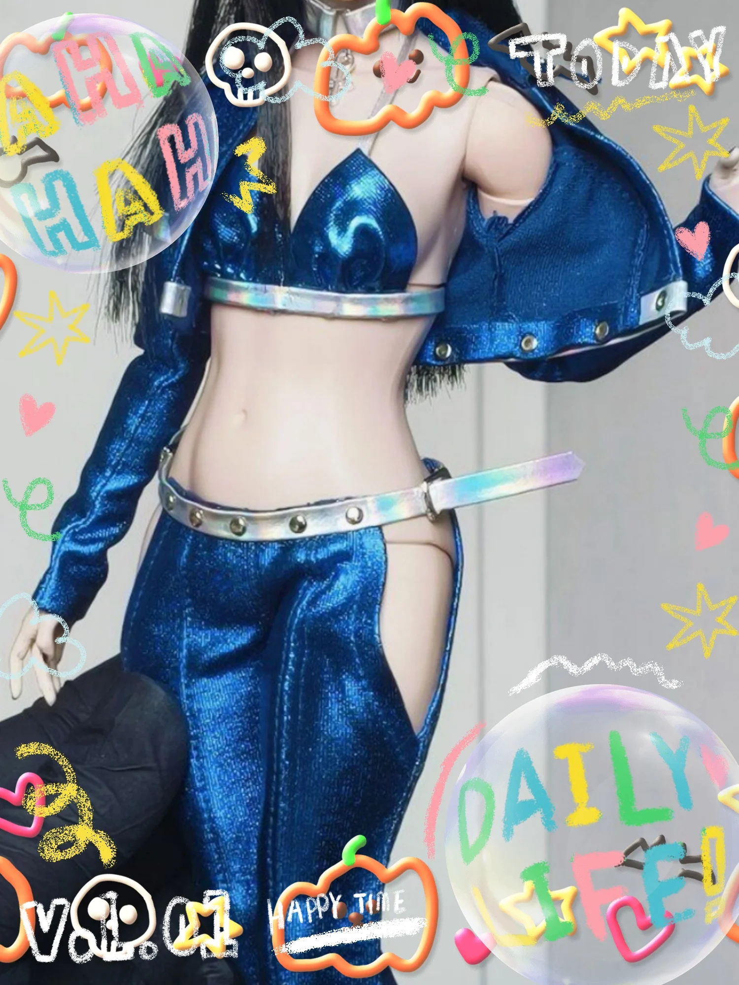 

【Clothing Only】1/6 Scale Underwear Outerwear Pants Modern Girls Blue Suit Fit 12inch Female Soldier Action Figure Body Model