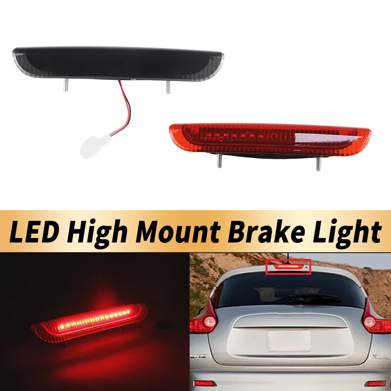 1PC Red/Black Lens LED High Mount Third Additional Brake Light For Nissan Juke 2011-2014 3rd Brake Tail Warning Lamp 26590-1KA0B